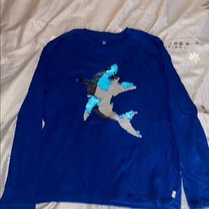Gap Blue Flippy Sequin-Shark Long Sleeve Shirt